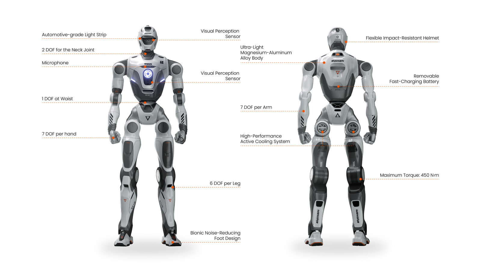 T800 humanoid robot standing in fighting stance